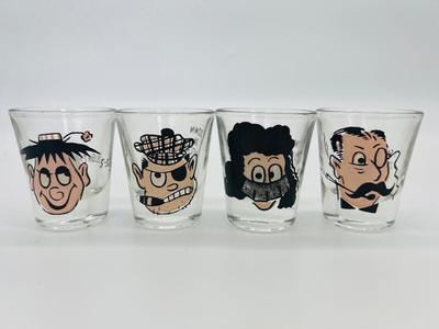 4 Vintage Novelty Moving Roving Eye Shot Glasses