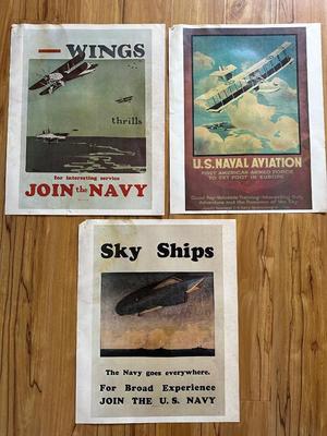 Three (3) Vintage Navy Recruiting Posters