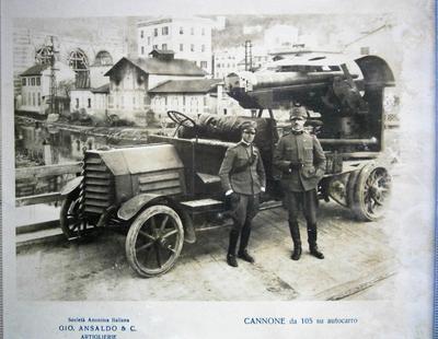 WWI Image of Automobile Mounted Artillery