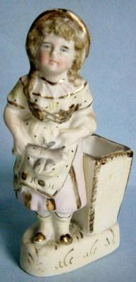 Victorian Figural Match Holder of Girl Holding Fish
