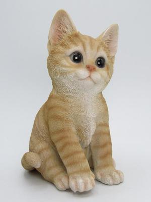 Ebros Lifelike Sitting Cute Orange Tabby Kitty Cat Statue with Glass Eyes Figurine