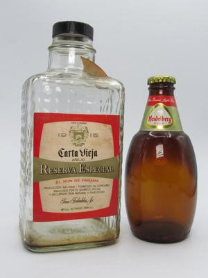 Retro Vintage Spanish & German Heidelberg Beer Carta Vieja Liquor Beer Glass Bottles