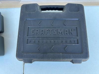 CRAFTSMAN 3/8 IN PRO CENTER HANDLE DRILL & A SMALLER METAL TOOL BOX