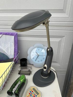 ADJUSTABLE DESK LAMP, ORGANIZERS, WALL CLOCK AND MORE