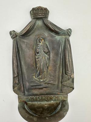 SIGNED Antique Iron Holy Water Font