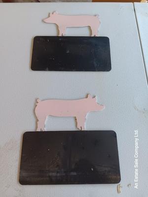 Two steel 4-H Pig name plates for show pen or for home