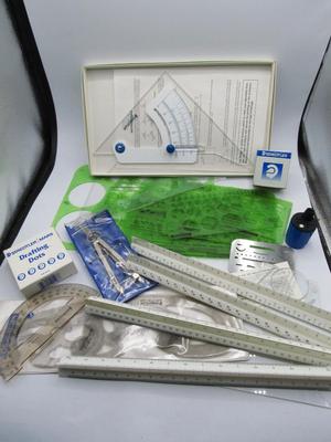 Staedtler Mars Technical Drafting Tools Adjustable Triangle, Rulers, Compass, & More