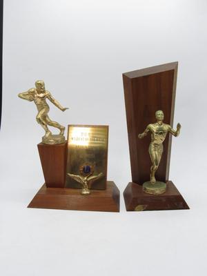Pair of Vintage Sports Trophies Football & Track Running