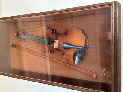 Vintage Violin in Display Case Shadow Box