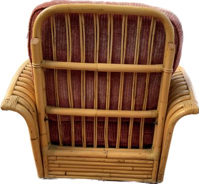 Vintage Paul Frankl Restored Rattan Fan Arm Lounge Chair Mid Century Modern