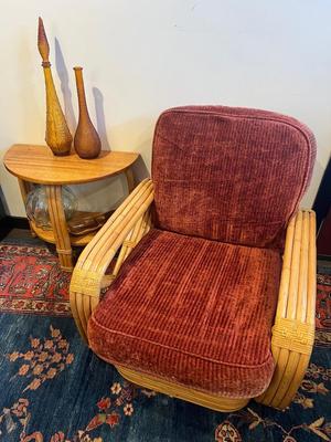 RARE Paul Frankl 1934 Restored Museum Quality Four-Strand Square Pretzel Rattan Lounge Chair