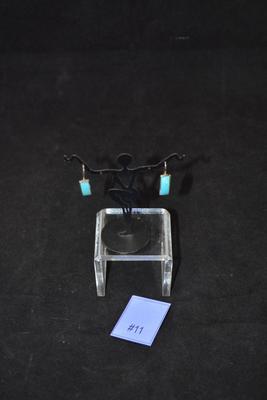 Vintage 925 Sterling Silver & Turquoise Drop Earrings 3.3g