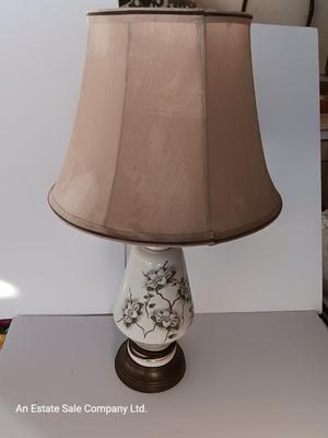 Vintage floral painted table lamp