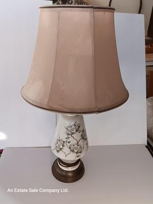 Vintage floral painted table lamp