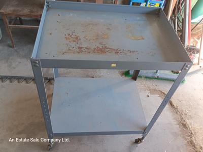 Two-tiered Steel work cart with wheels