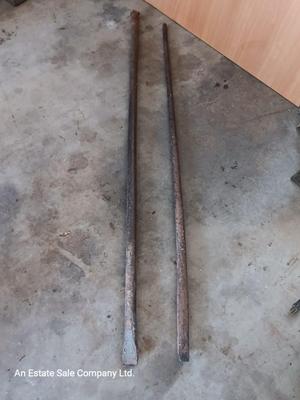 Two steel prybars