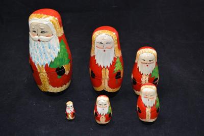 6 Piece Santa Claus Russian Nesting Doll Set-AS IS