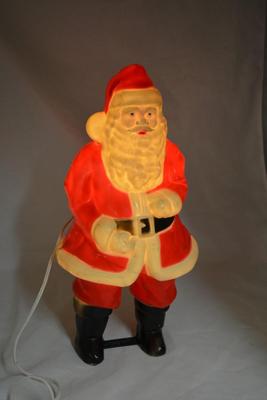 Vintage Christmas Hard Plastic Santa Claus Blow-Mold Light 17â€