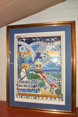 Framed/Matted "Arrival at Moshiach" Signed Raphael Abecassis 112/250