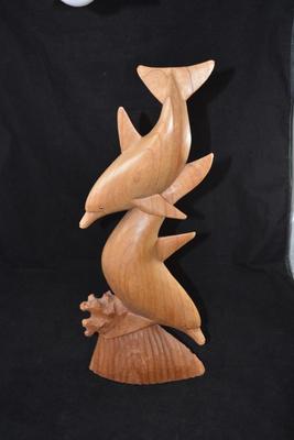 Hand Carved Dolphin Sculpture 20"X8"