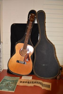 1960â€™s Stella Harmony Acoustic Guitar w/ Case, Hawaiian Sheet Music
