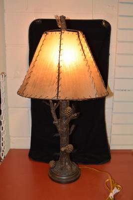 Resin 3 Way Pine Tree Lamp w/ Funky Shade 31.5â€x17â€