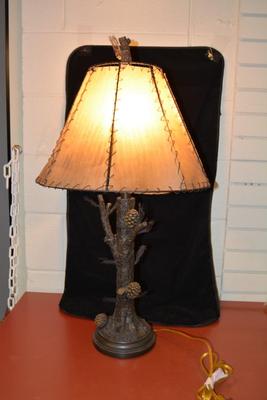 Resin 3 Way Pine Tree Lamp w/ Funky Shade 31.5â€x17â€