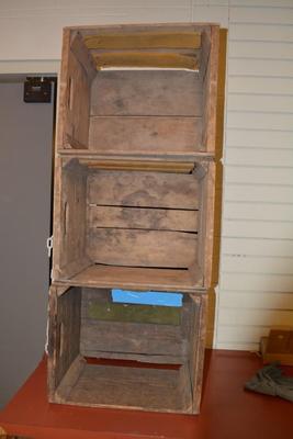 Lot of 3 Antique/Vintage Fruit Crates 18â€x15â€x12â€
