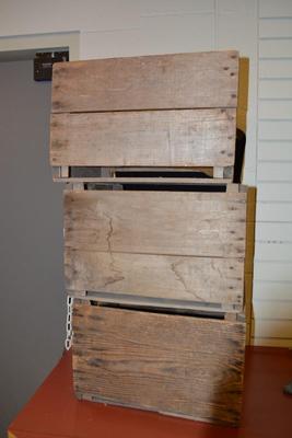 Lot of 3 Antique/Vintage Fruit Crates 18â€x15â€x12â€
