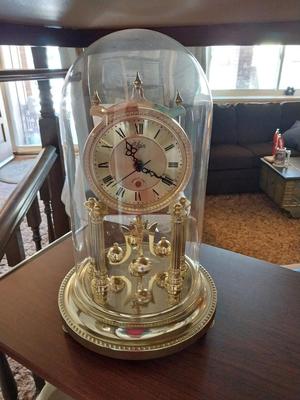 ELGIN ANNIVERSARY CLOCK WITH GLASS DOME