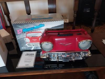 RED '57 CHEVY AM/FM RADIO WITH CASSETTE PLAYER