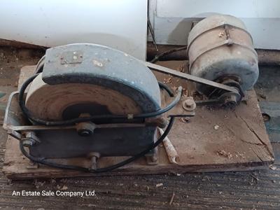 Vintage motor driven bench grinder