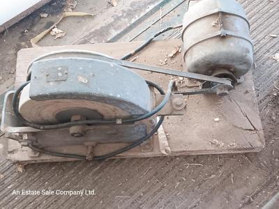Vintage motor driven bench grinder