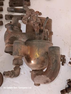 Very neat old Antique Brass SCHEBLER Model "L" BRASS CARBURETOR PAT. 1907 with brass fittings