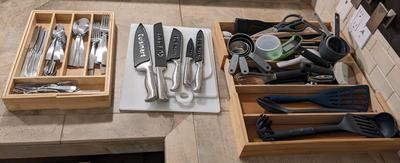 Kitchen Utensils and Bamboo Dividers
