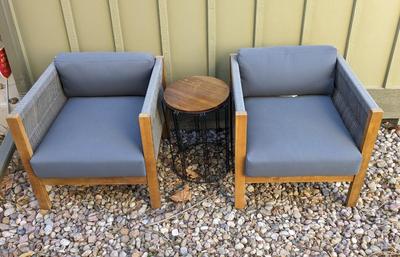Rope Side Patio Chairs and Small Table