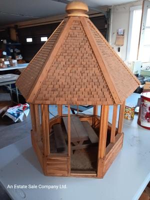 Large handmade light up Gazebo with Picnic table for Display or dolls
