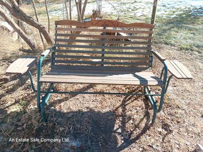 Patio glider bench with side tables