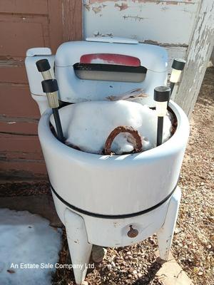 Antique washing machine - used as a planter