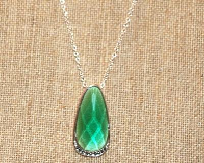 Green Synthetic Emerald-Style Stone 1 1/2