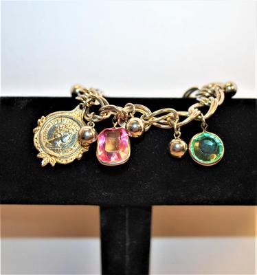 Bracelet with Hearts, Stones, Stars and Emblem 6" Circ.