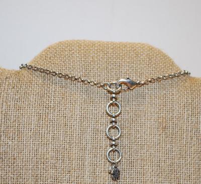 Silver Tone Rhomboid Accents Necklace 32" L