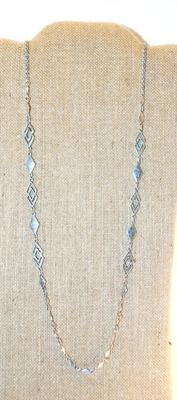 Silver Tone Rhomboid Accents Necklace 32" L