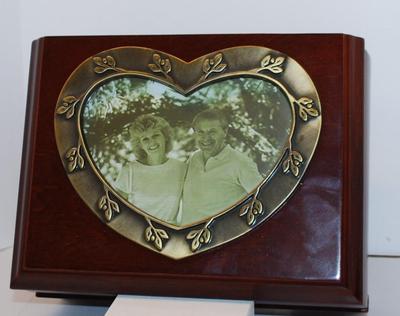 Dark Wood Jewelry Box with Mirror 8" x 6" x 5"