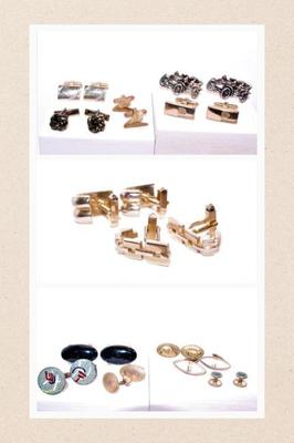 Multiples Assortment of 13 Pairs of Various Colors Cufflinks