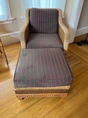 Rattan arm chair with cushions