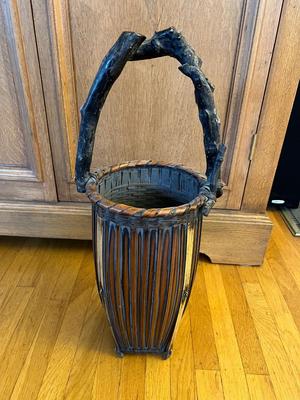 Antique Japanese Ikebana bamboo basket.