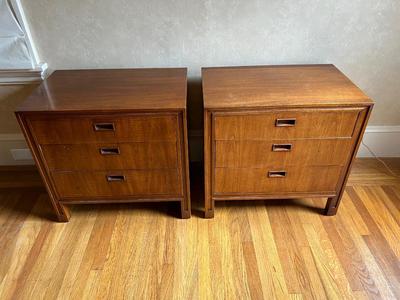 Mount Airy mid century bedside tables, pair, Walnut