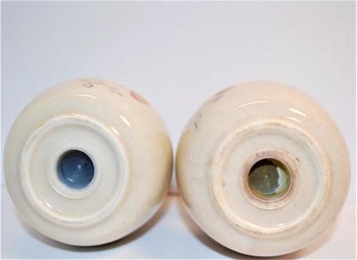 Rounded Barrel Beige Set with Geese and Fruit 3 1/4"