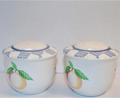 Cherries, Peaches and Plums Set with a "Gingham" Top 2 3/4"